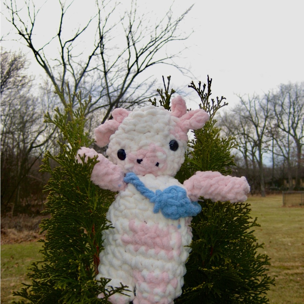 Crochet Pink and White Cow Plush🐮🌸🎀